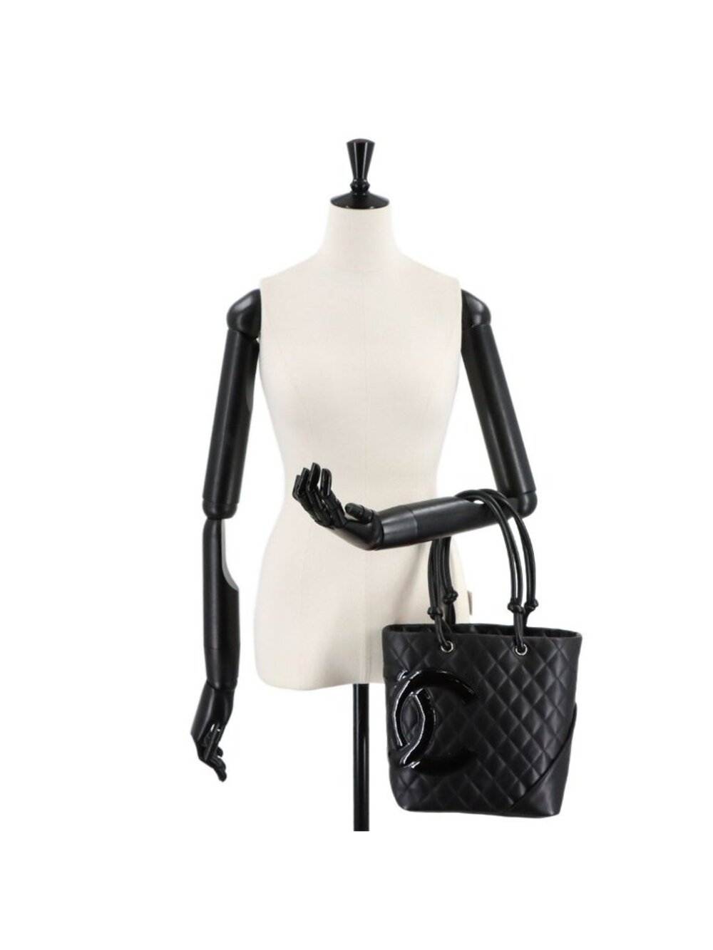 Chanel Cambon Line Tote Calfskin Enamel Black Silver - Picture 10 of 10